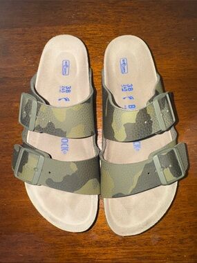 Birkenstocks - Camouflage Two-Strap Slide Sandals